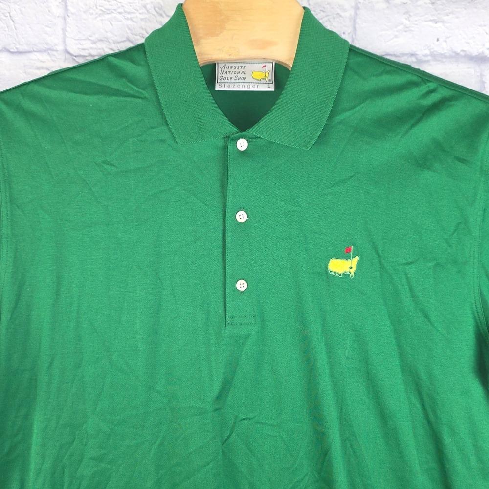 Slazenger Masters Men Augusta‎ National Golf Shop Polo Shirt Green Cotton Large